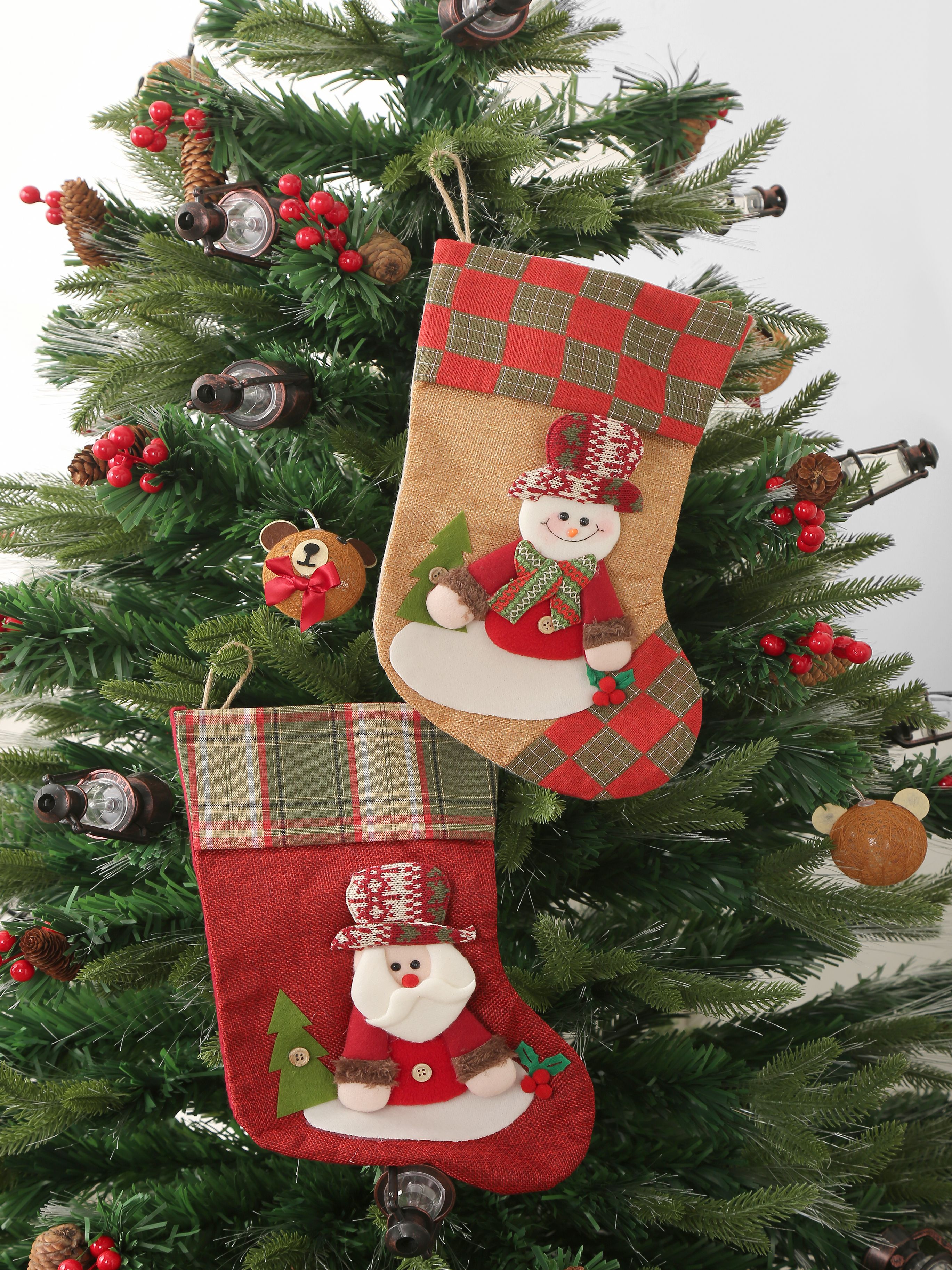 Новогодние носки Снеговик+Санта-Клаус в уп/2 штук 23*35CM Китай