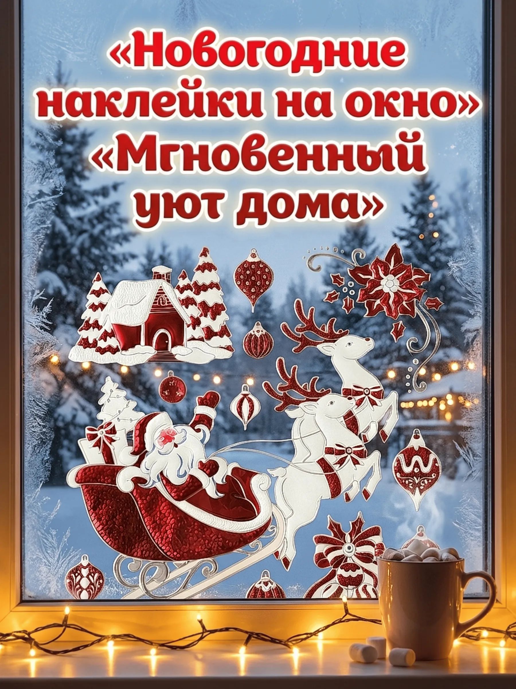 Новогодние наклейки Санта-Клаус Красный 37x31CM Китай
