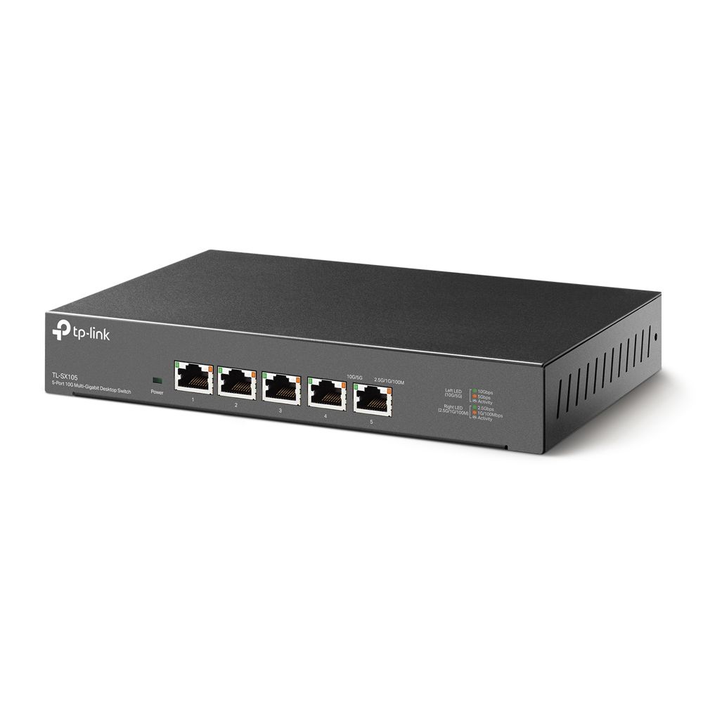 КоммутаторTP-LinkTL-SX105мультигигабитныйнеуправляемый,5xRJ4510Гбит/с,споддержкойавтосогласованияиавто-MDI/MDIX