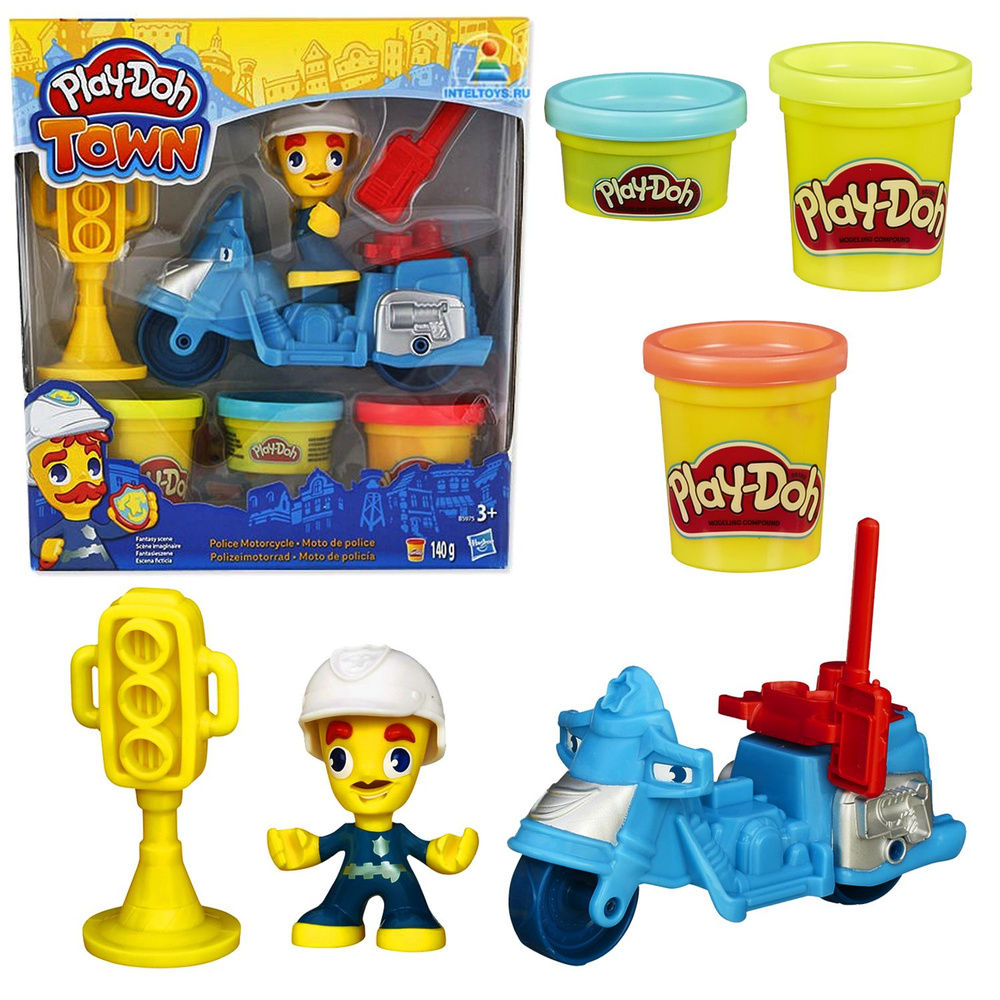 Игровой набор для лепки из пластилина Полицейский мотоцикл из серии  Play-Doh Town Hasbro - купить с доставкой по выгодным ценам в  интернет-магазине OZON (1417609377)