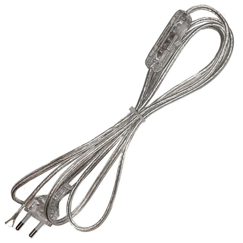 Шнур сетевой с вилкой и проходным выключателем, длина шнура 1,8 - 2 м., прозрачный  #1