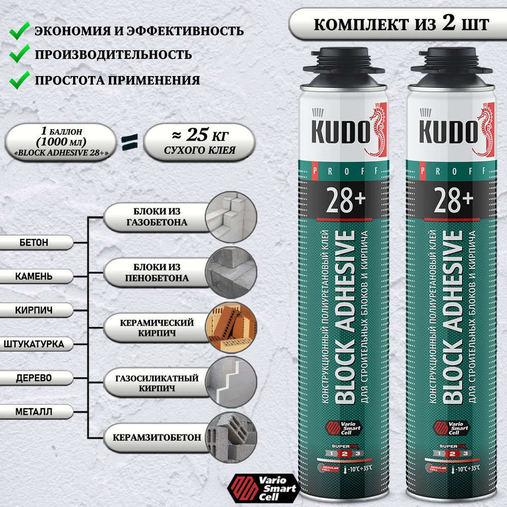 Клей-пена KUDO "BLOCK ADHESIV", для строительных блоков и кирпича ...