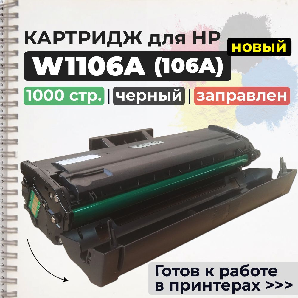 Картридж W1106A (106A) черный, с чипом, совместимый, для лазерного принтера HP Laser 107a, 107r, 107w #1