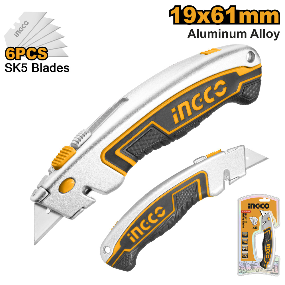 Нож строительный трапециевидный универсальный INGCO HUK6128  #1