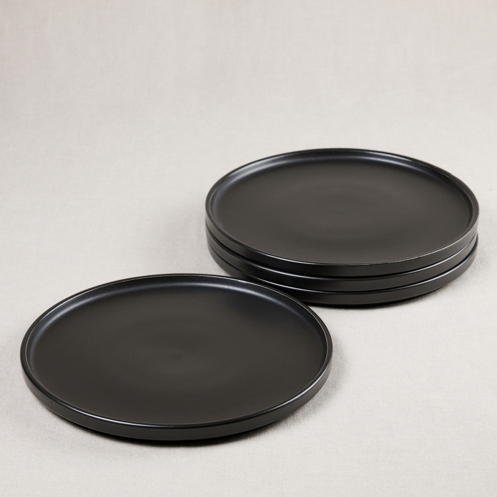 MIXOM Набор тарелок black mat, 4 шт, Керамика, диаметр 19.5 см #1