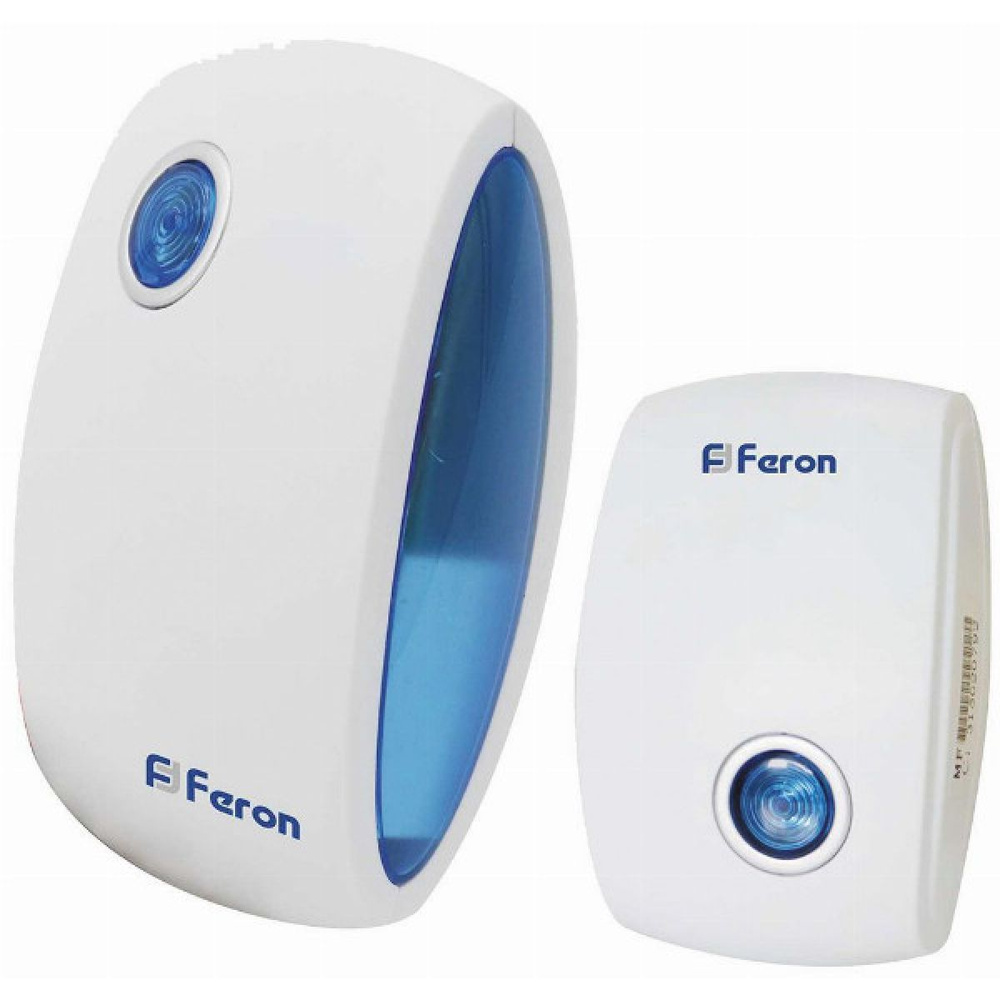 Звонок дверной беспроводной Feron E-376 Электрический 36 мелодии белый синий с питанием от батареек  #1
