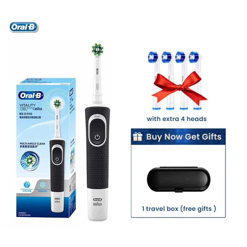 Oral-B Электрическая зубная щетка oral-b d12 vitality электрическая зубная щетка, черный, белый  #1