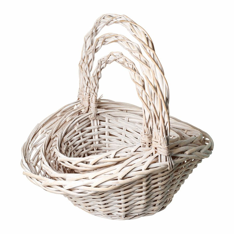 Набор корзин плетеных 3шт.(ива), 45x30x17/14хH35 см, цвет белый ...