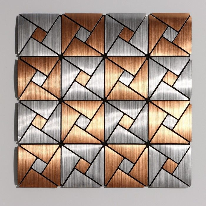 Панель самоклеящаяся 30*30см мягкая геометрия бронза-серебро, 2 штуки  #1