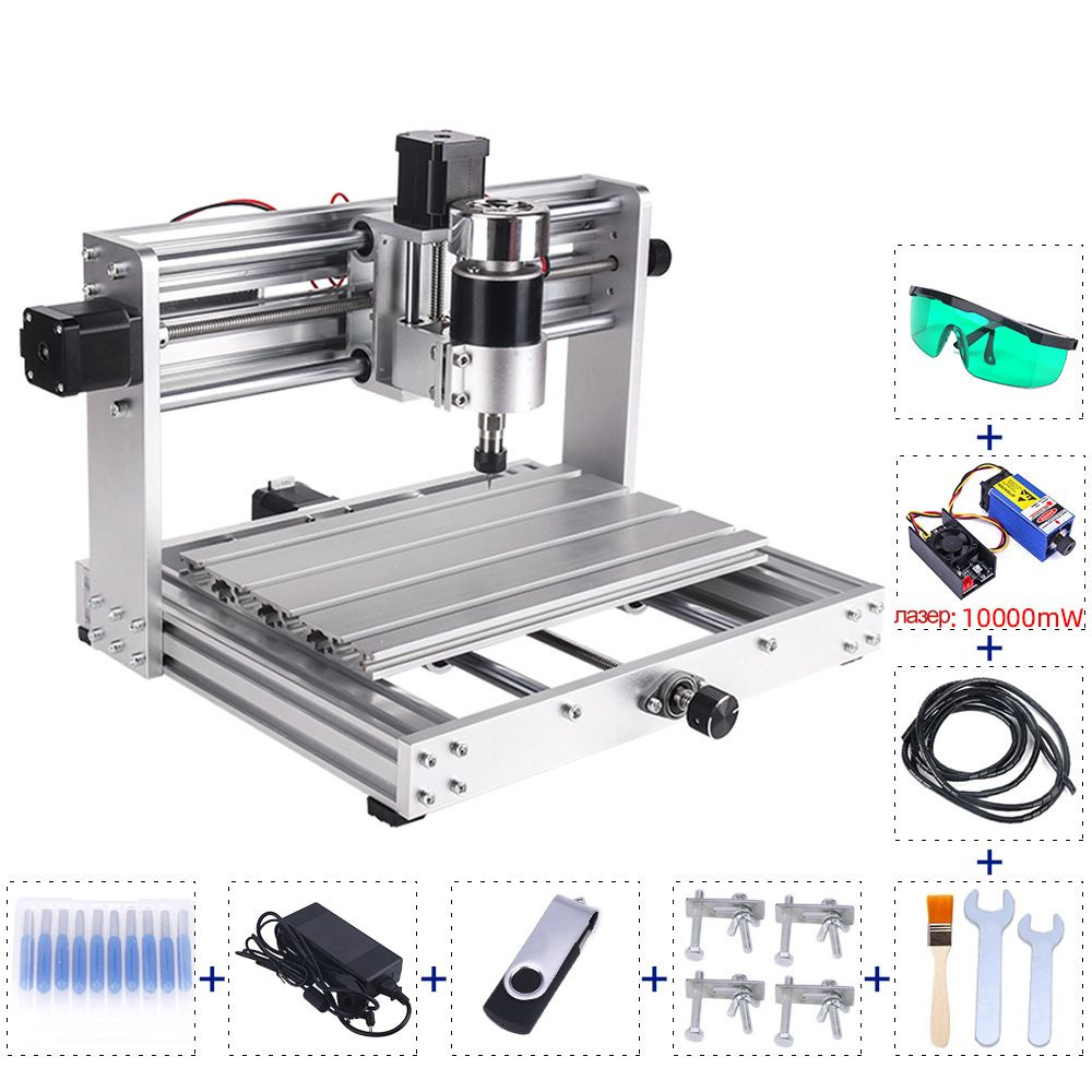 CNC 3018 PRO Лазерный модуль 10 Вт, цельнометаллическая рамная  гравировальная машина, станок с ЧПУ, гравировальная машина с ЧПУ 10 -  купить по низкой цене в интернет-магазине OZON (1568100714)