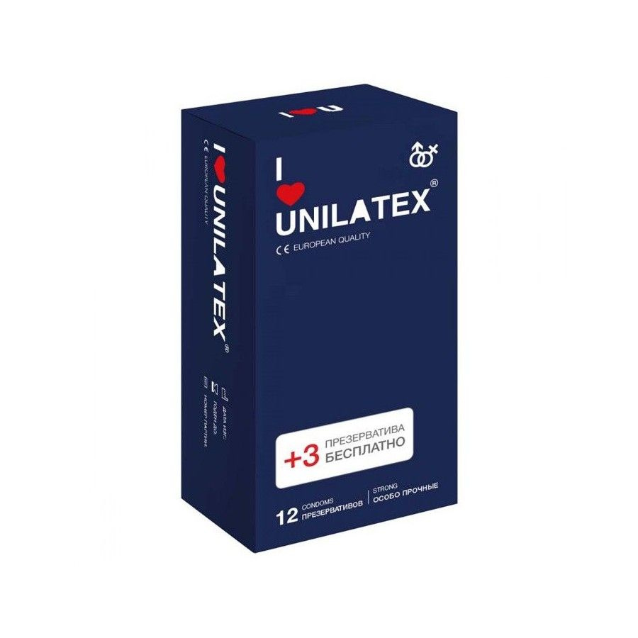 Ультрапрочные презервативы Unilatex Extra Strong - 12 шт. + 3 шт. в ...