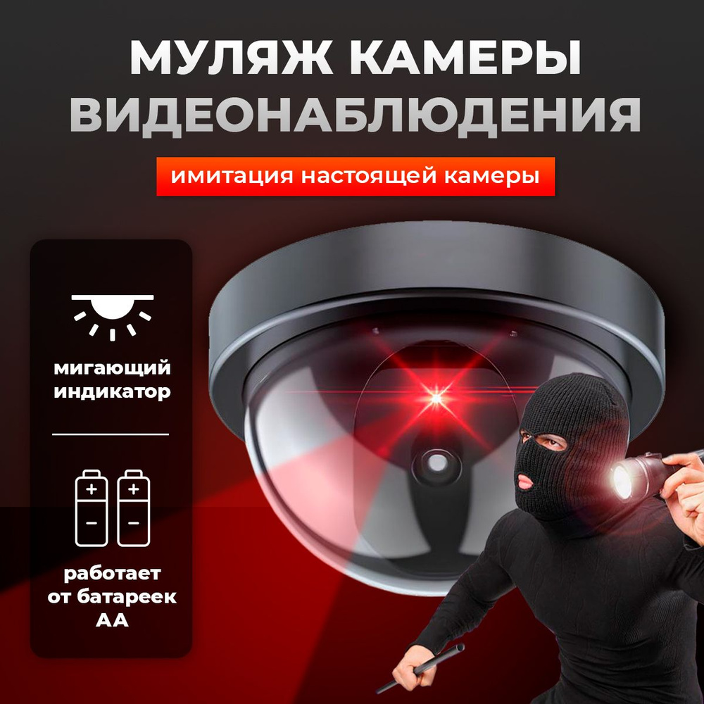 Муляж камеры видеонаблюдения, реалистичная камера с красным светодиодом  #1