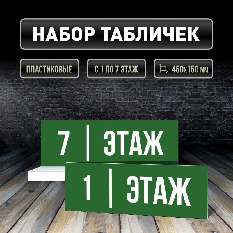 Набор табличек с номерами этажей 1-7, для многоквартирного жилого дома 45х15 см ПолиЦентр #1