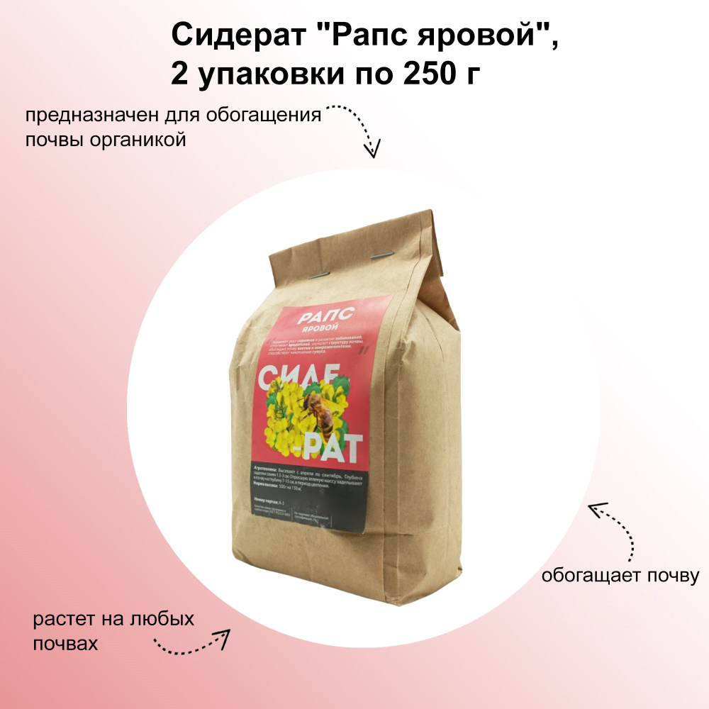 Сидерат "Рапс яровой", 2 упаковки по 250 г: позволяет как следует подготовить почву к новому посевному #1