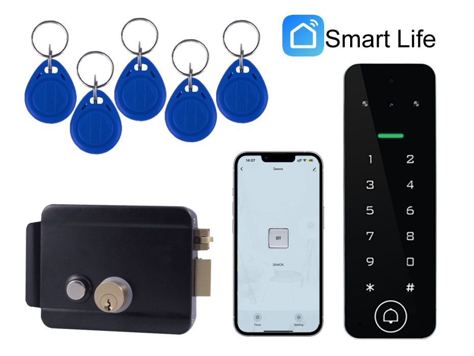 Видео звонок WiFi SmartLife+кодовой панелью и электронным замком #1