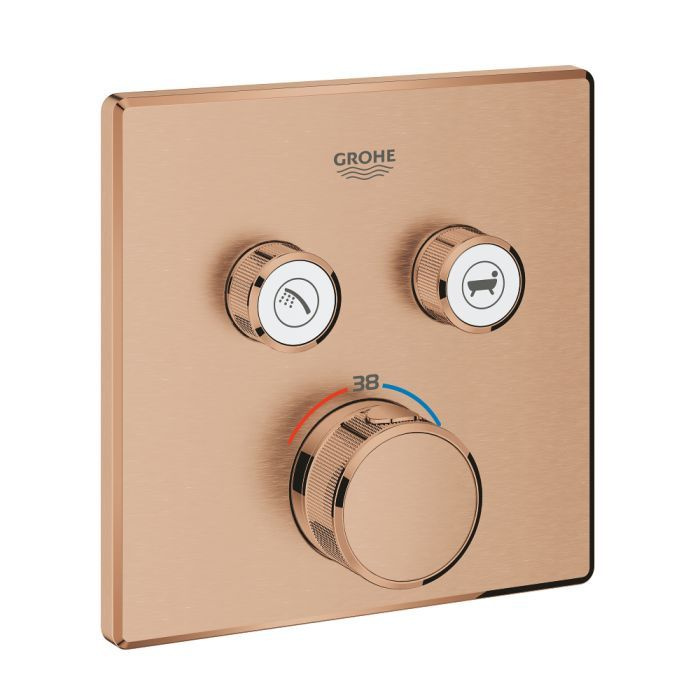 Термостат для ванны/душа Grohe Grohtherm SmartControl, квадратная розетка, 2 кнопки управления, внешняя #1