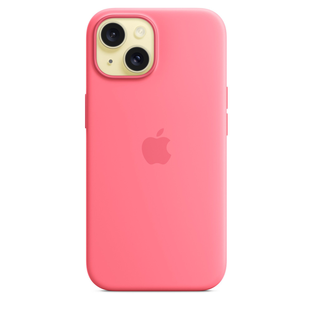 Чехол силиконовый МagSafe для iPhone 15 Pink с анимацией NFC, Silicone case magsafe для Айфон 15 розовый #1