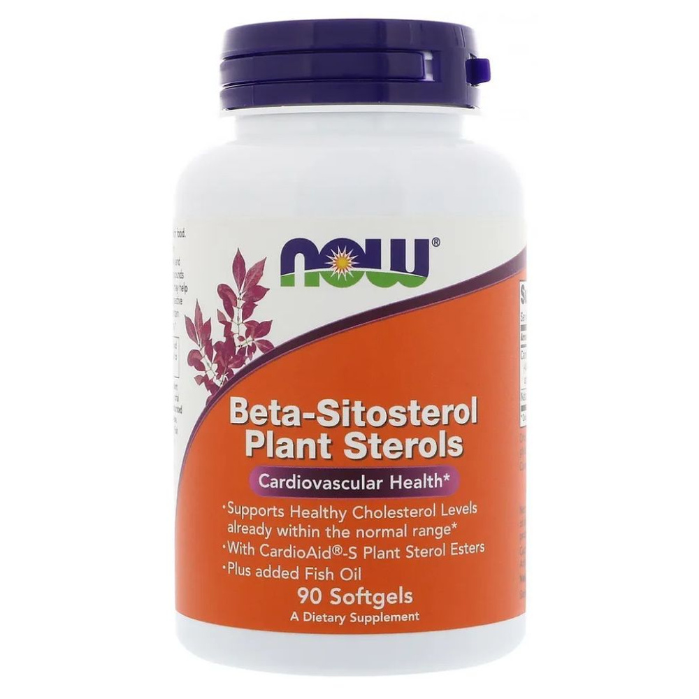 NOW Beta-Sitosterol Plant Sterols, Бета-Ситостеролы Фитостеролов - 90 капсул массой 1200 мг  #1