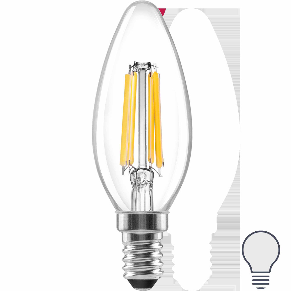 Lexman Лампочка Лампа светодиодная E14 220-240 В 6 Вт свеча прозрачная 800 лм нейтральный белый свет, #1