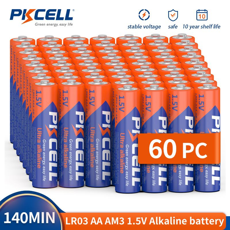 PKCELL Батарейка AA, Щелочной тип, 1,5 В, 60 шт #1