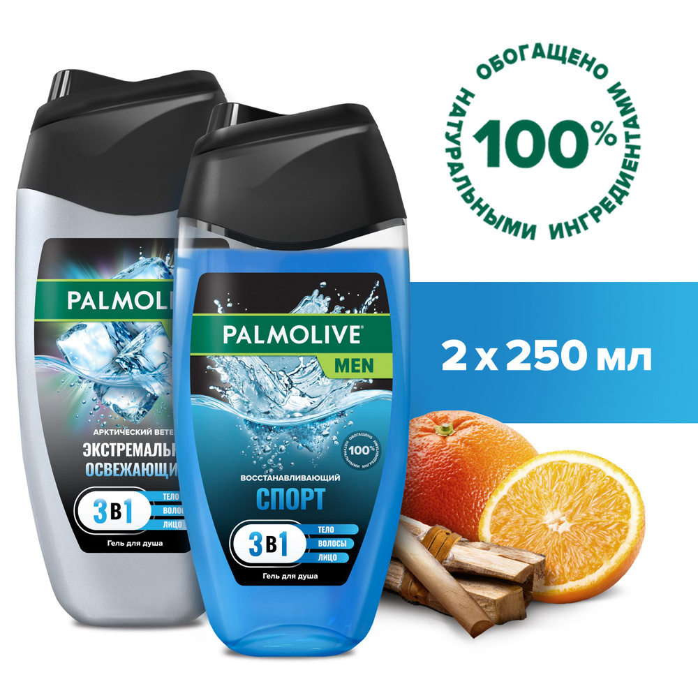 Гель для душа Palmolive MEN Спорт Восстанавливающий, 250 мл и Арктический ветер Освежающий, 250 мл  #1