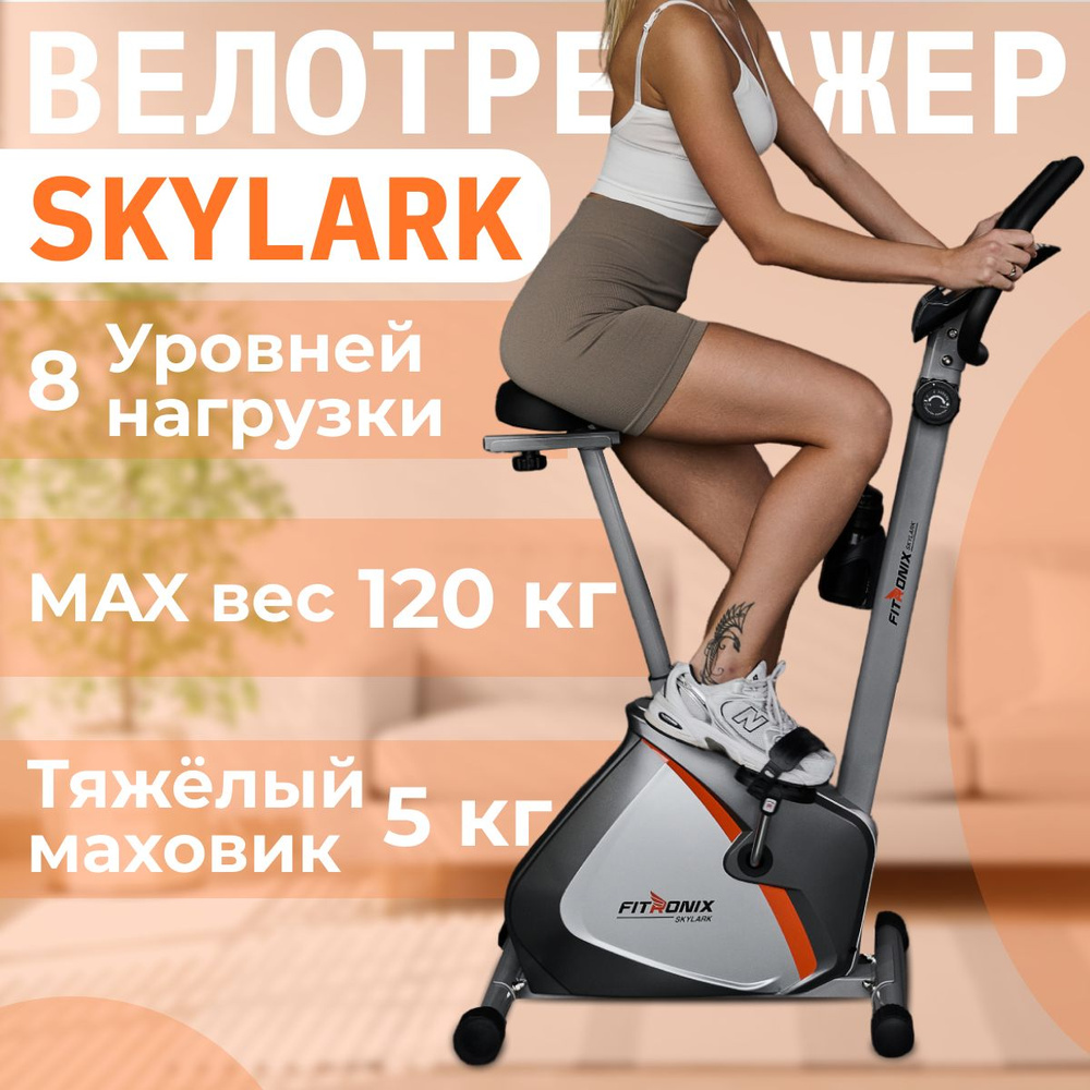 Велотренажер для дома Fitronix Sky Lark маховик 5 кг, вес до 120кг, 8  уровней нагрузки