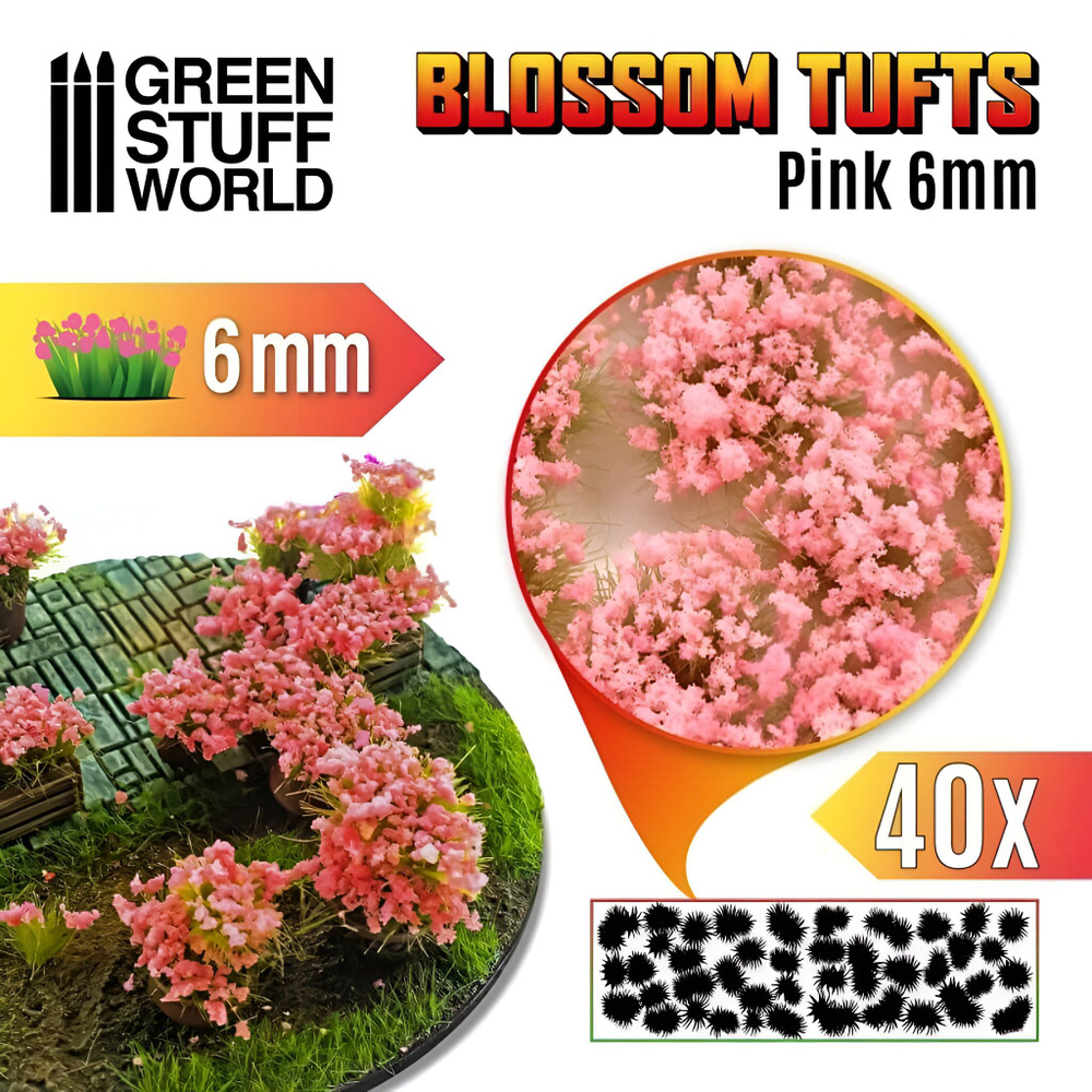 Green Stuff World: Пучки цветов для макетов и диорам Blossom Tufts 6 mm - Pink  #1