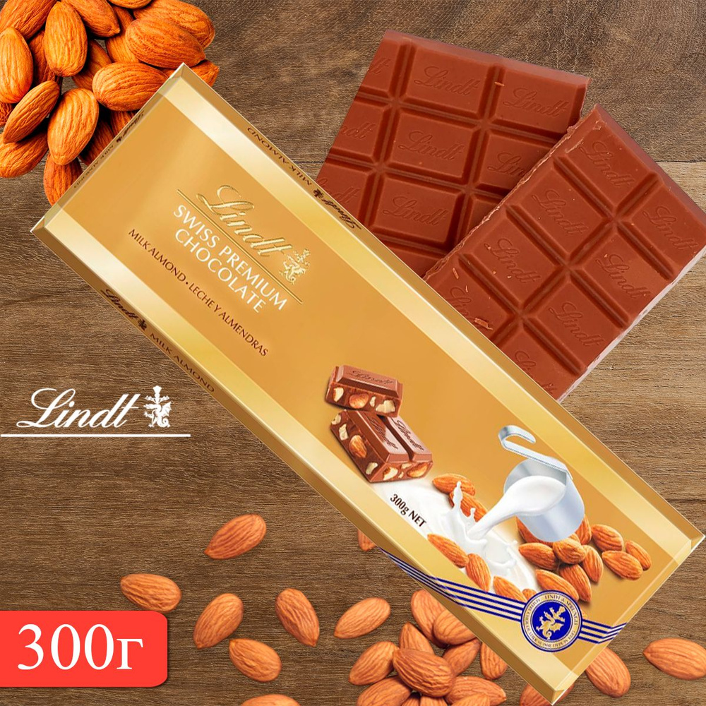 Шоколад Lindt Gold Молочный с цельным миндалем, 300 г #1