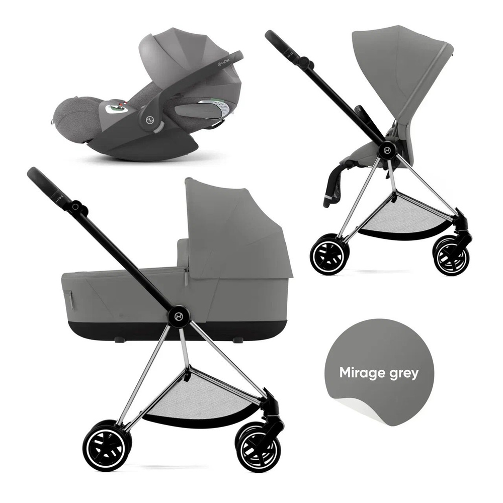 Cybex Mios III Коляска 3 в 1, шасси Chrome, черная ручка, текстиль Mirage Grey  #1