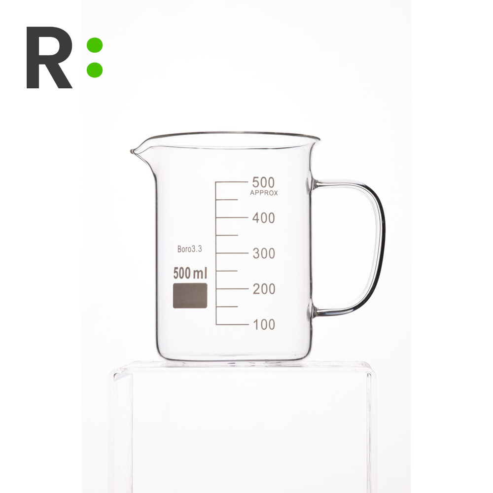 Мерный стакан лабораторный стеклянный термостойкий низкий 500 мл, RLAB ...