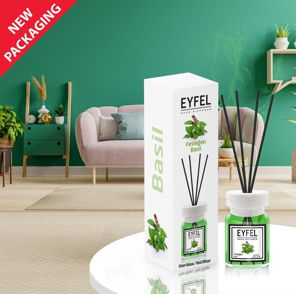 EYFEL PERFUME Диффузор Базилик, 120 мл, ароматический диффузор для дома с палочками  #1