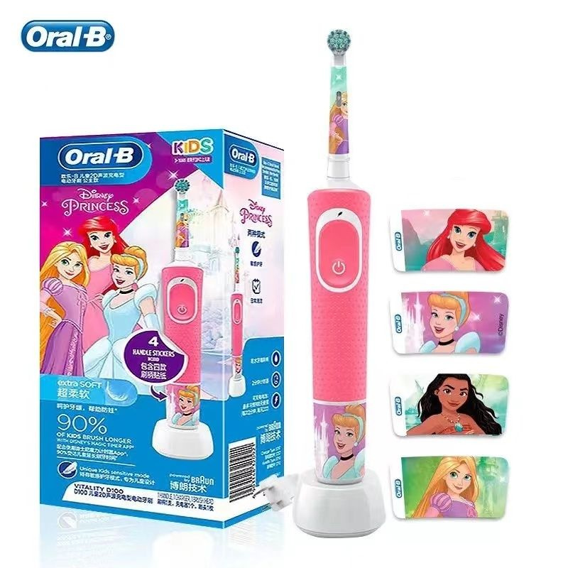 Oral-B Электрическая зубная щетка Vitality 100 Kids, розовый, светло-зеленый  #1