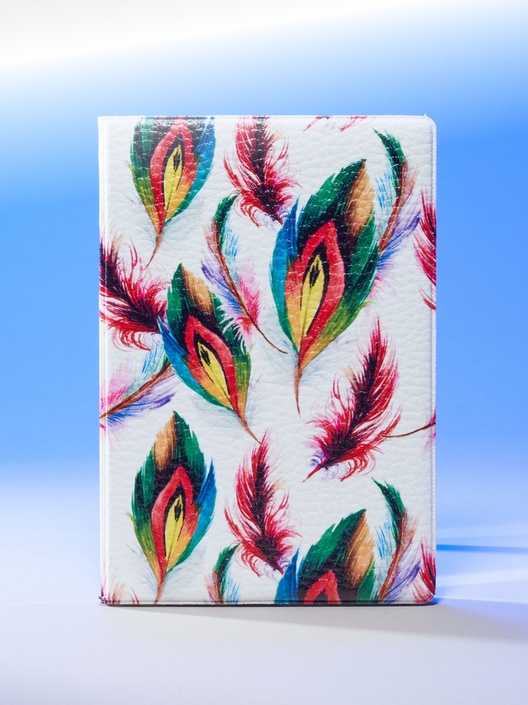 Обложка на паспорт с принтом перья цветные - купить с доставкой по ...