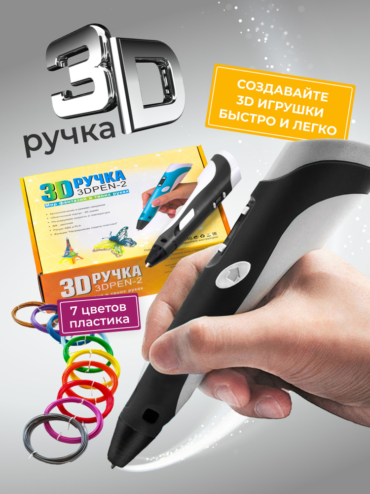 Новогодний набор 3D ручка 3D ручка 3DPEN-2 с набором пластика PLA 70 метров и трафаретами для 3д рисования, #1