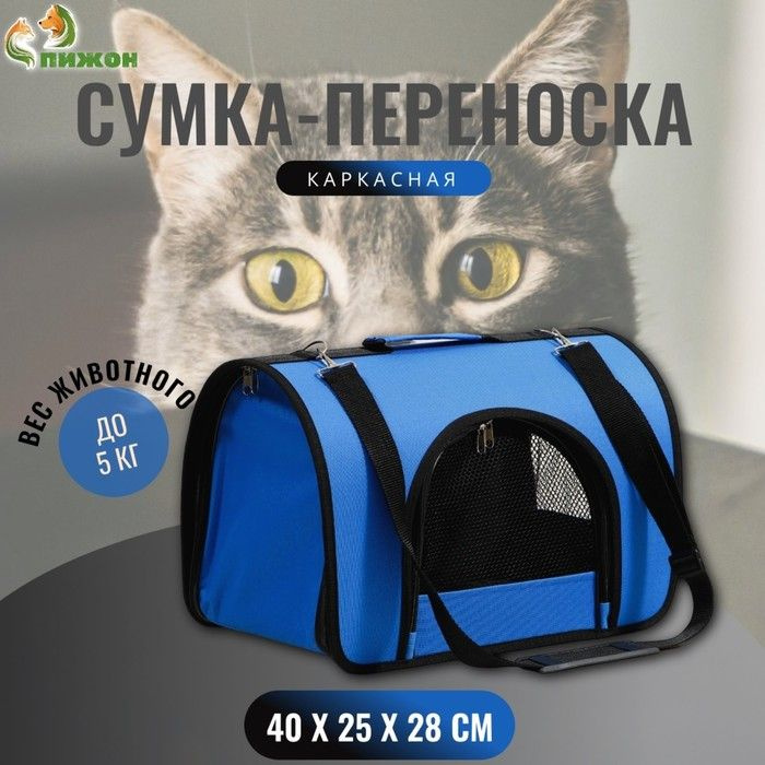 Сумка - переноска для животных, 2 входа, 40 х 25 х 28 см, синяя  #1