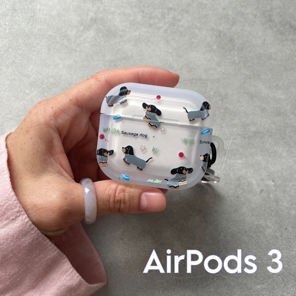 Чехол силиконовый матовый AirPods 3/аирподс 3 таксы #1