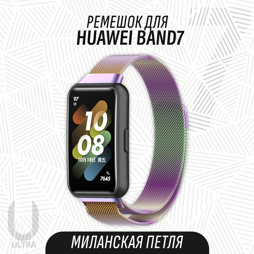 Металлический ремешок для смарт-часов Huawei Band 7 / Хуавей бенд 7 Миланская петля с магнитным креплением #1