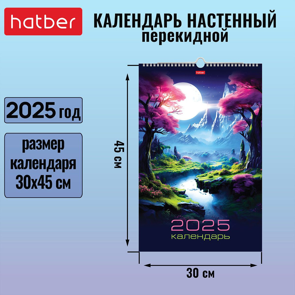 Календарь настенный перекидной Люкс 30х45 см на гребне с ригелем 2025 год -Далекие планеты-  #1