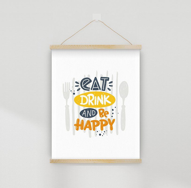 Панно декоративное подвесное "EAT, DRINK and BE HAPPY" 20х30 см. #1