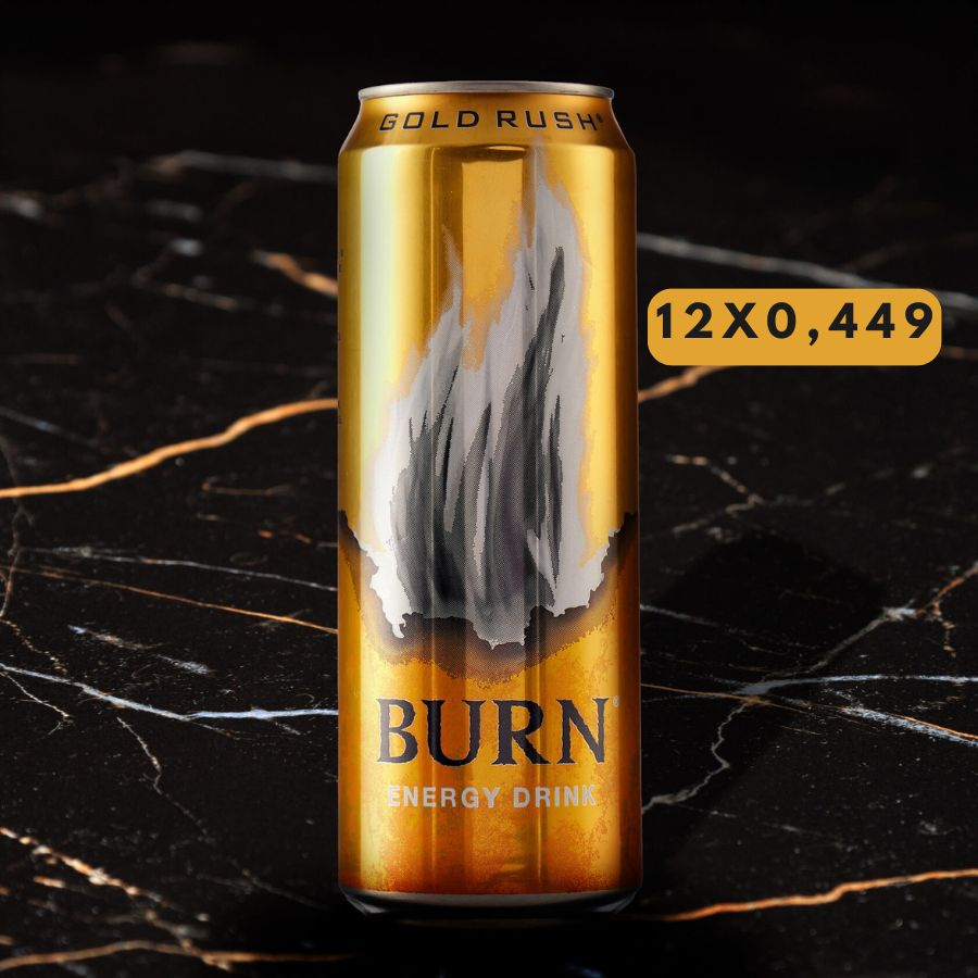 Энергетический напиток Burn Gold Rush, 12 шт х 449 мл - купить с ...