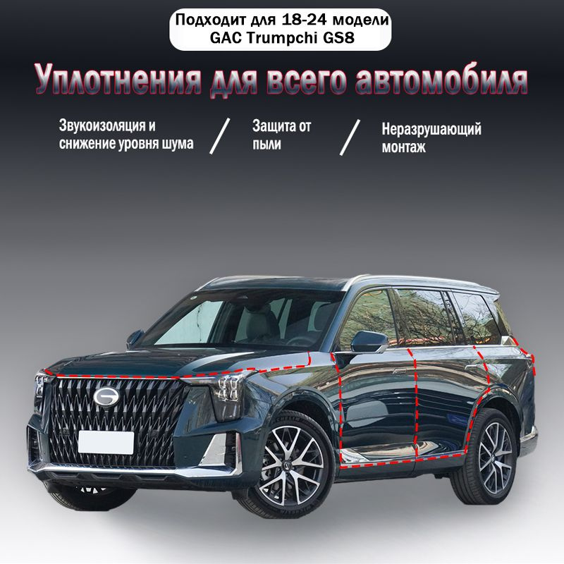 Уплотнительная резиновая полоса для GAC Trumpchi GS8 годов выпуска, 9 шт, 2018-2024  #1