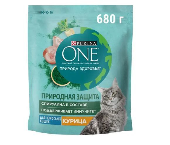 Purina ONE Сухой корм для взрослых кошек Природа здоровья, с высоким содержанием курицы и спирулиной, #1