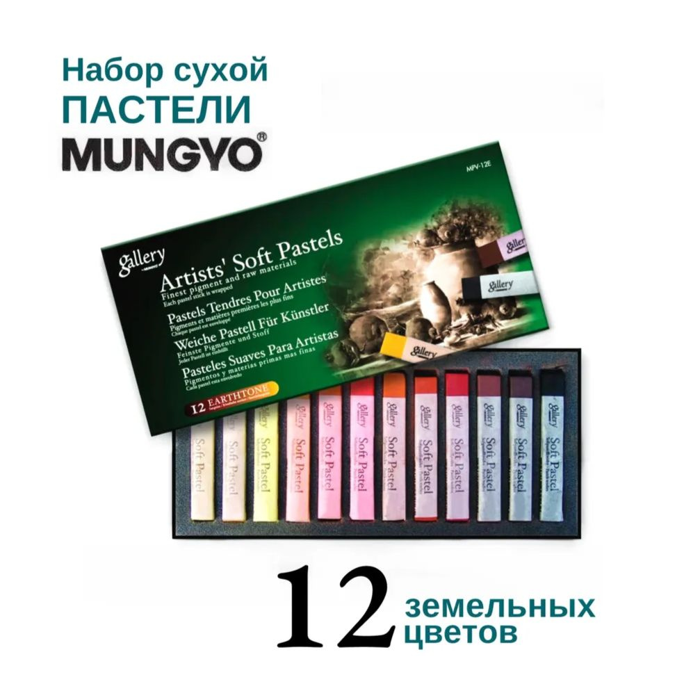 Набор сухой пастели Mungyo soft "Gallery', 12 шт., оттенки земли, в картонной коробке  #1