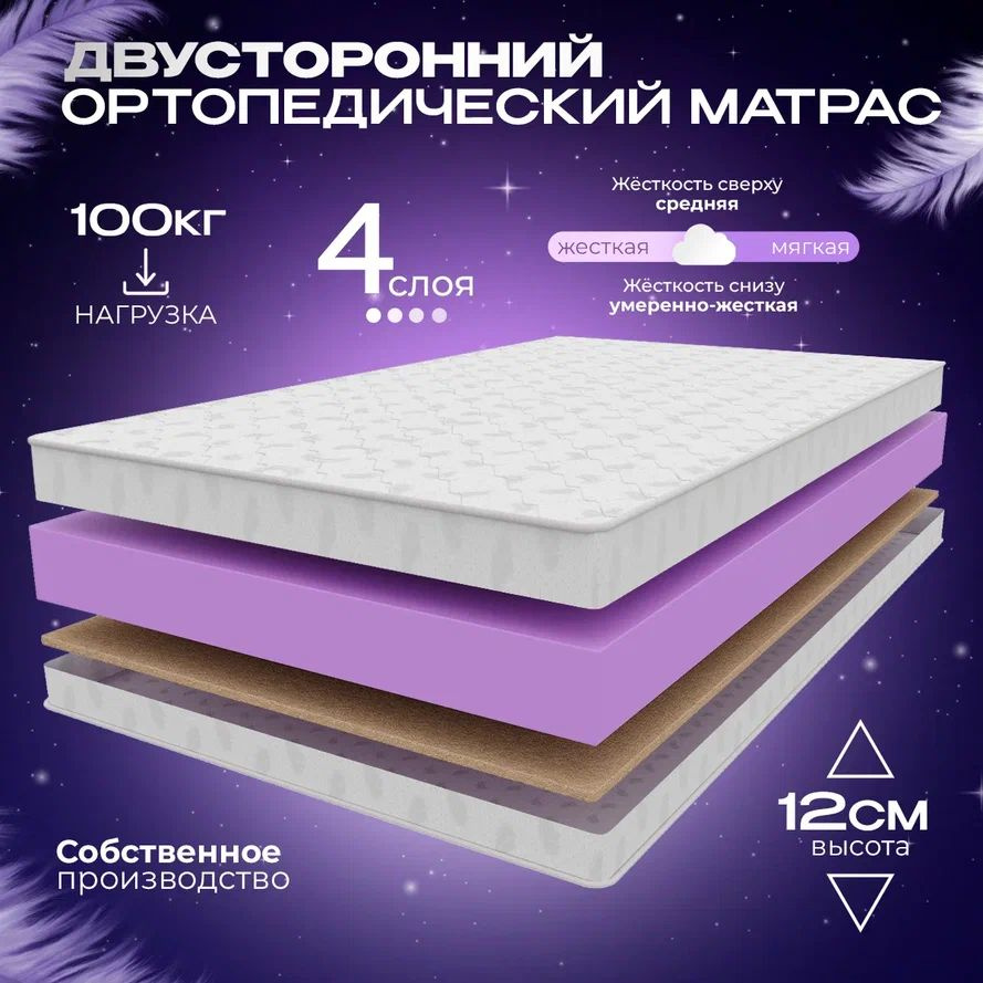 VITAFLEX Матрас Ортопедический беспружинный матрас 155x180 см VITAFLEX Medicine 11V Sk, ППУ, с кокосом, #1