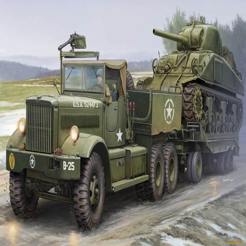 Сборная модель U.S. M19 Tank Transporter with Soft Top Cab #1