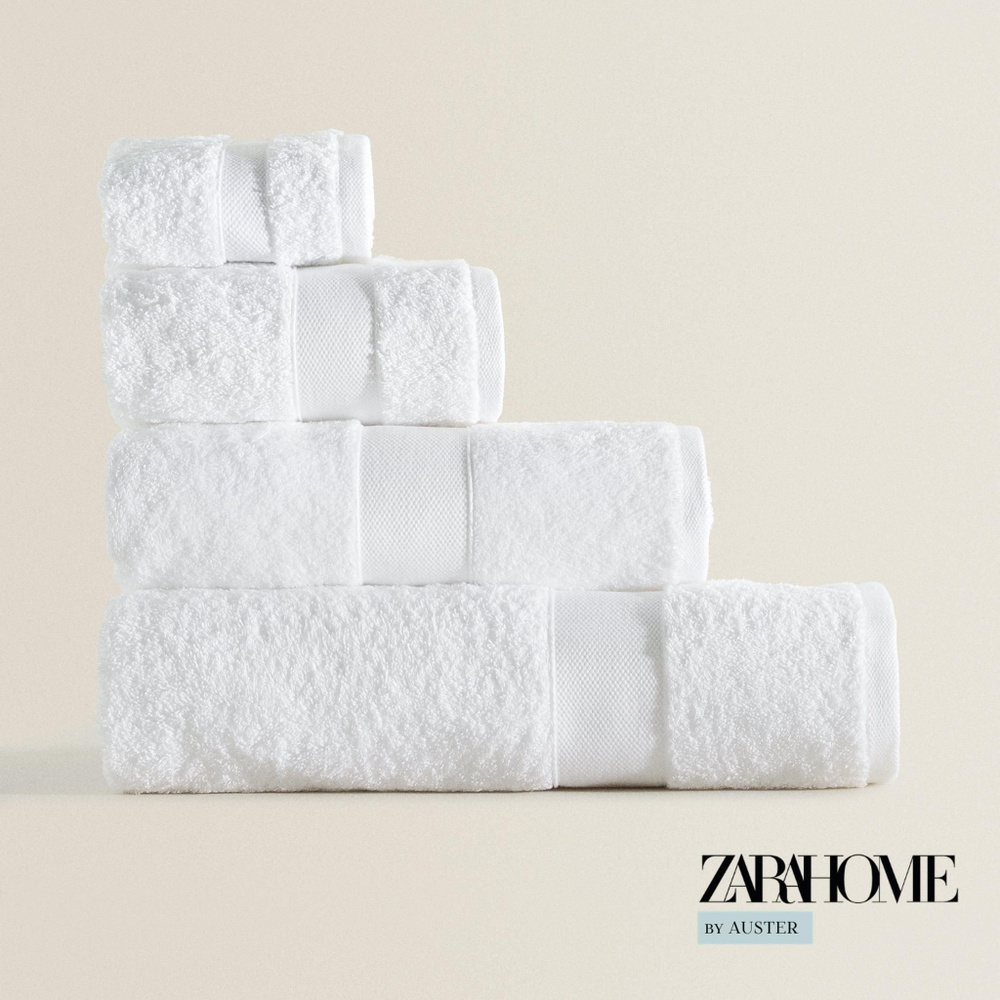 ZARA HOME Полотенце банное zara home - текстиль для ванной, Хлопок, 90x150 см, белый, 1 шт.  #1