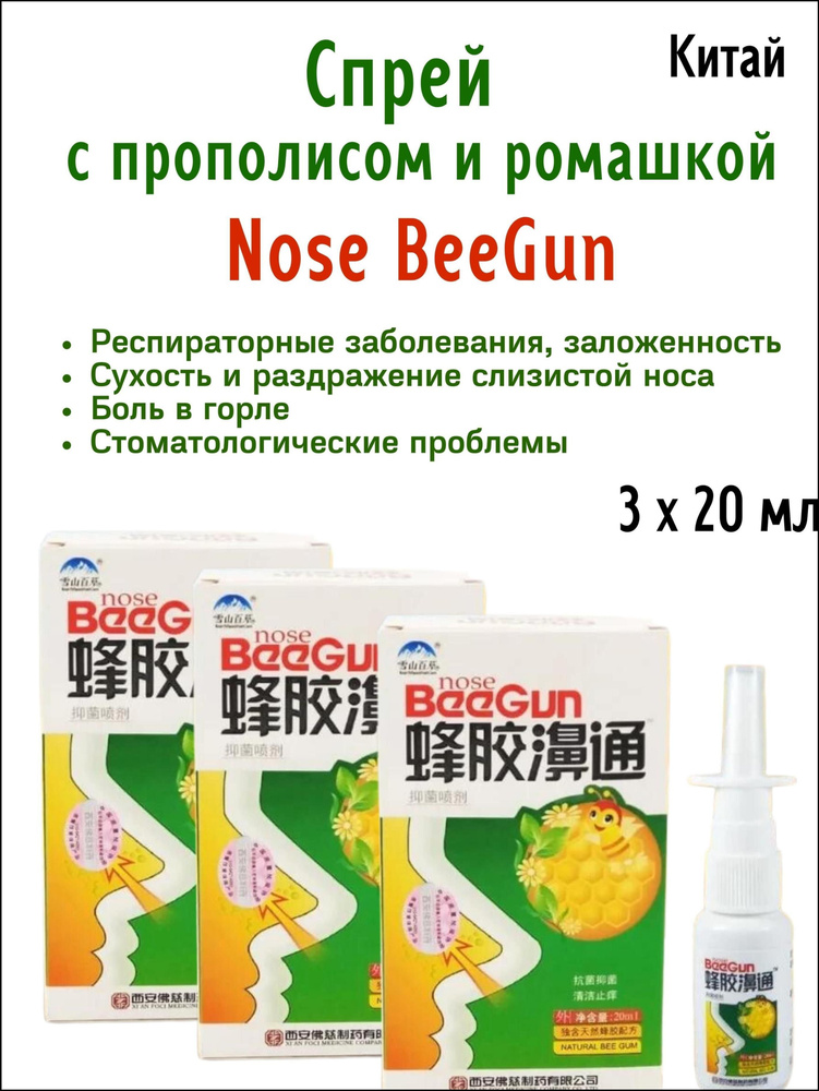 Спрей с прополисом Nose BeeGun, Китай, 3х20 мл #1