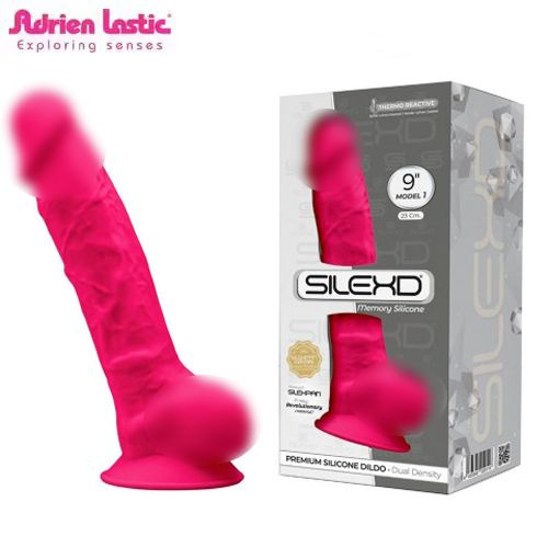 Adrien Lastic Фаллоимитатор на присоске с мошонкой SileXD Model 1 - 9", розовый (23 см х 4.9 см)  #1