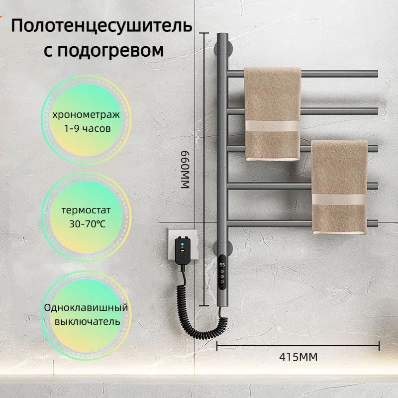 Полотенцесушитель Электрический 420мм 660мм форма F-образная  #1