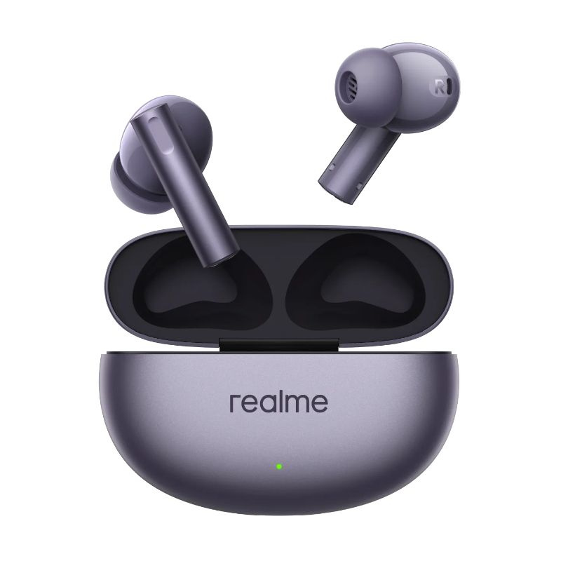 realme Наушники беспроводные с микрофоном realme Buds Air 6, Bluetooth, USB Type-C, лиловый  #1